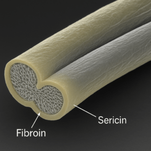 silk natural biodegradable-textile fiber fibroin. Thesericin